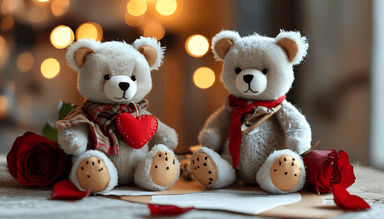 Valentine Teddy Bears with Roses